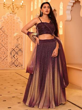 PURVAJA Digital Print Semi Stitched Lehenga Choli