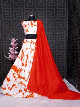 Het Enterprise Floral Print Semi Stitched Lehenga Choli