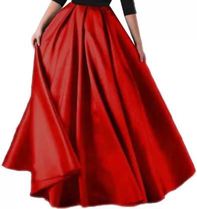 Women Flared Red Skirt