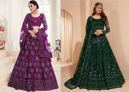 Embroidered Semi Stitched Lehenga Choli