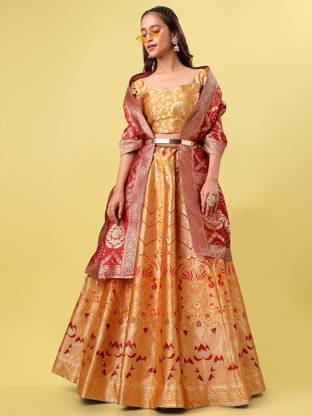 PURVAJA Floral Print Semi Stitched Lehenga Choli