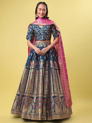 PURVAJA Floral Print Semi Stitched Lehenga Choli