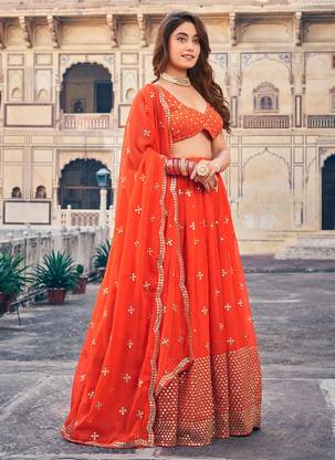 QUEDDY'S Embroidered Semi Stitched Lehenga Choli