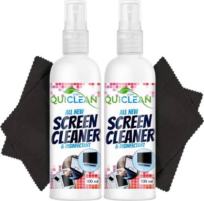QUICLEAN Screen & Lens Cleaner with 2 Lens Cloth for Computers, Mobiles & specs |PCK of 2  Lens Cleaner
