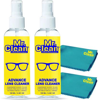 MCP Lens Cleaner 100ml(Pack of 2) with 2 Microfiber Cloth for Eyeglasses, Sunglasses  Lens Cleaner