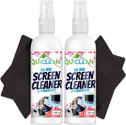 QUICLEAN Screen & Lens Cleaner with 2 Lens Cloth for Computers, Mobiles & specs |PCK of 2  Lens Cleaner