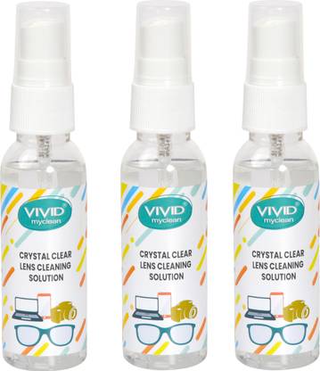 VIVID VividVisionInt® Lens Cleaning 50 ML Solution Spray contain NO Detergent NO foam For Spectacles Sunglasses Eyeglasses Mobile PC Laptop TV Nd Camera Pack Of 3  Lens Cleaner
