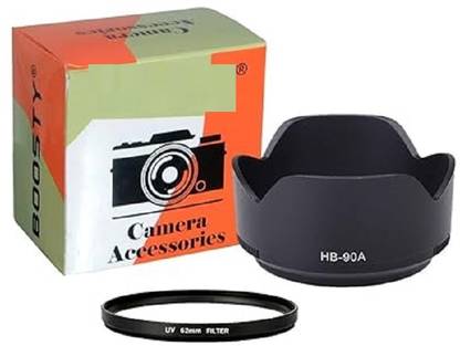 SUPERNIC (2Pcs Combo) HB-90A Lens Hood Shade with 62mm Lens UV Filter  Lens Hood