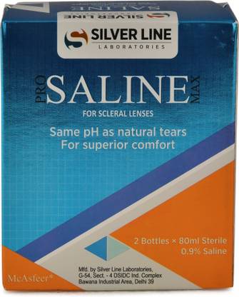 Silver Line Laboratories Pro Saline Max for Scleral Lenses (80 ml x 2 Bottles) Cleaning solution for Scleral Lenses