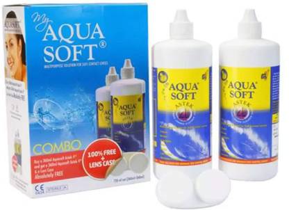 AQUASOFT Multipurpose Solution For Soft Contact Lenses Combo Pack (360ml+360ml) LENS SOLUTION