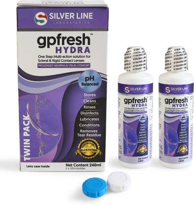 Silver Line Laboratories GP Fresh Hydra Twin Pack (120 ML x 2 Bottles) One step multi-action solution for Scleral & Rigid Contact Lenses