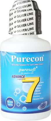 Purecon Puresoft for sensitive eyes contact Lenses solution (60 ml) All in one Solution for Soft contact Lenses