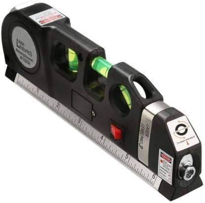 SKYVOKES ABS Laser Level Line Tool Kit with 8ft/2.5M Metric Rulers, Cross Beam ABS Laser Level Tool Kit with Ruler & Tape Measure for Home Magnetic Line Level