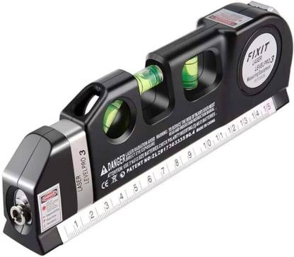 Divinext LASER LEVEL PRO 3 HORIZONTAL VERTICAL LINE 8-FOOT MEASURING TAPE FIXIT Laser Level PRO3 Laser Line 8 feet Measure Tape Ruler Spirit Level LDM Non-magnetic Inclinometer Level