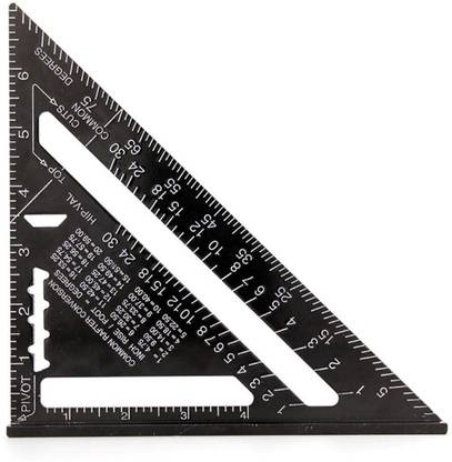 NIKTION 7 Inch Rafter Square Triangle Ruler Angle Ruler Aluminum Alloy Double Scale Carpenter Triangle Square Measurement Tool for Woodworking and Carpentry Non-magnetic Engineer's Precision Level