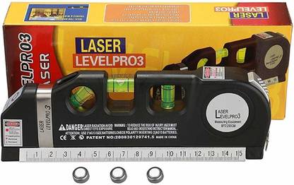 VISHAL Level Laser Plastic Horizon Vertical Measure Tape Aligner Bubbles Ruler Multifunction Leveler Tool (Black) Laser Level Pro Magnetic Engineer's Precision Level