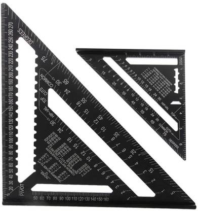 ARUDIP 7 Inch & 12 Inch Triangle Ruler, Black Triangle Ruler Square Protractor High Precision Aluminum Alloy Triangle Ruler,Layout Measuring Tool for Engineer Non-magnetic Engineer's Precision Level