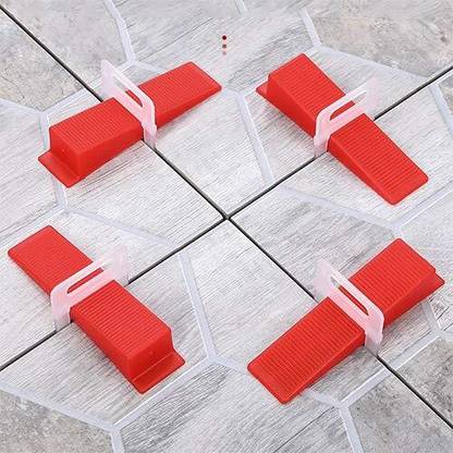 NIKTION Tile Leveling System Plastic 1.6 MM 100 Sets Tile Leveling System Wall Floor Spacer Tile Levelling Tool, 100 Wedge and 100 Spacers Strap Non-magnetic Line Level