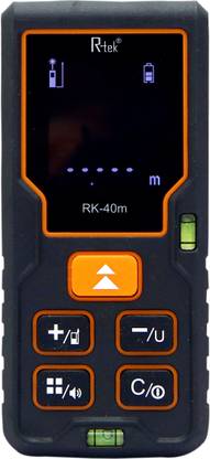 R-tek Laser Distance Meter, 40 m Range Continuous Measurement, Distance,Volume&Area Measurement Included Battery Non-magnetic Engineer's Precision Level