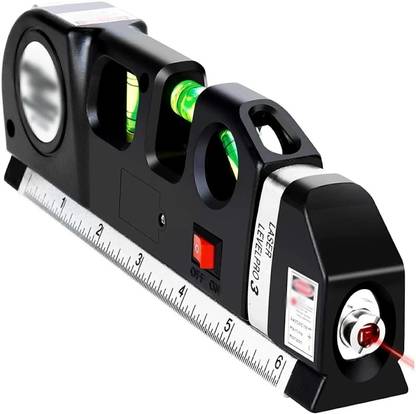 Hukimoyo Laser Leveler Tool Multipurpose Level Laser Measuring Tape with Ruler, 3 Mode Laser with Bubbles Vertical Horizontal Multifunction Leveler Tool Non-magnetic Line Level