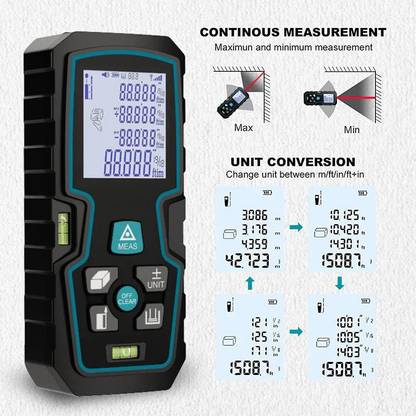 GoodsBazaar 100 Meter Range Finder Laser Distance 100 Mtr Area Volume Pythagorean Spirit Lev 100mtr/328ft Digital Laser Distance Meter Range Finder 100 Meter Diastimeter LDM Non-magnetic Engineer's Precision Level