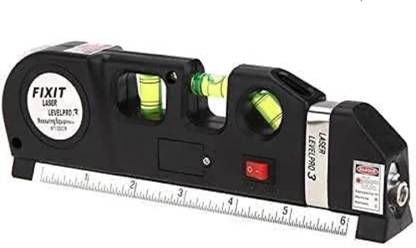 HIGH Q FIXIT Laser Level Horizontal Vertical Measure 8FT Aligner Rulers Multipurpose Accurate Line Tape Adjusted With Cross Light Magnetic Line Level