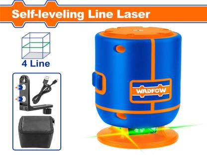Wadfow Self-leveling Line Laser | 1* 360° Horizontal 4 Lines | Green Laser Beams | Laser Gain Function | Non-magnetic Line Level