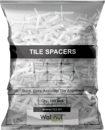 Wallnut Tile Spacer 100 clips | Tile Leveling clips | Plastic spacer | Grout Spacer | Grouting Accessory (3 MM) Lever Tool