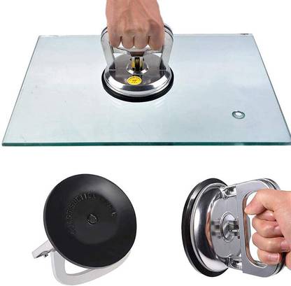 FLAMINGO ENTERPRISE Single Locking Suction Cup Pad, Aluminum Hand Vacuum Lifter for Tiles, Glass Lever Tool