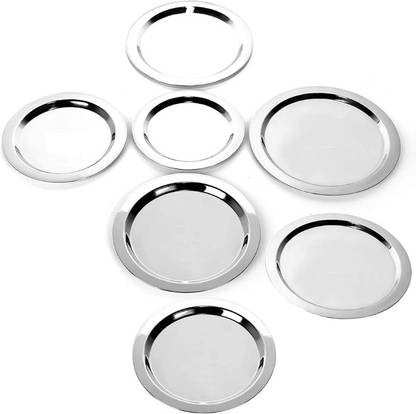 KMH Stainless Steel Heavy Gauge Ciba/Lids/Tope Cover 6.88 inch, 7.28 inch, 7.67 inch, 8.26 inch, 8.85 inch, 9.84 inch, 10.23 inch Lid Set, Pack of 7