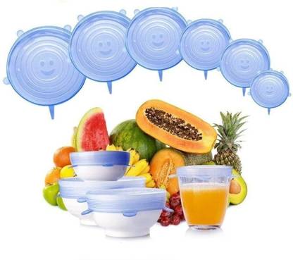 BEMALL Silicone Lids, Various Sizes Durable Food Bowl Cover, Fresh-Keeping Cover K4 2.6 inch, 3.8 inch, 4.5 inch, 5.7 inch, 6.5 inch, 8.3 inch Lid Set, Pack of 6