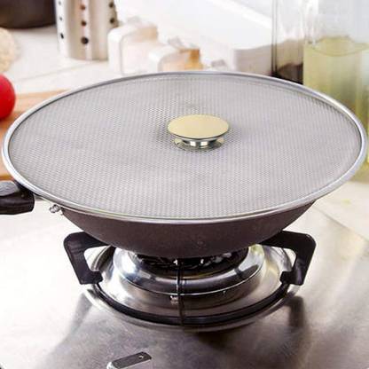 babaji Pack Of 2 Stainless Steel Food Cover/Milk Cover Jali 11 inch Lid, Pack of 1