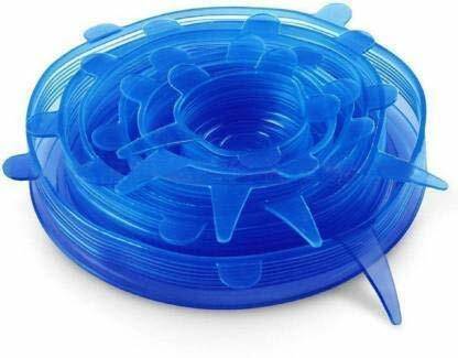 DST Silicone Stretch Lids, Set of 6 Multi Size Reusable Lids Food, (Color Random) Mixer Jar Lid