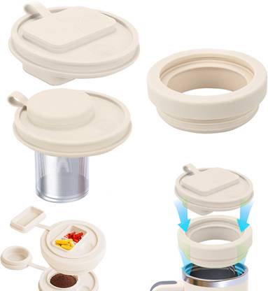 SUPVOX Stanley 40Oz Tumbler Lid 2Pcs with Tea Strainer Pill Box and Straw Hole 12 inch Lid Set, Pack of 2