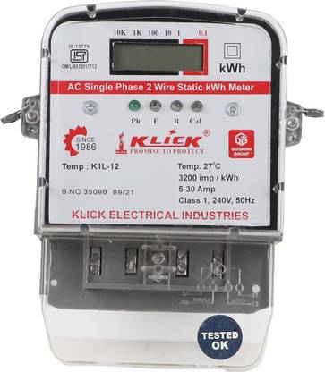 KLICK Royal Led/Digital Meter, Single Phase Multi-function Electric Energy Meter with LCD Screen (230V) Light Meter