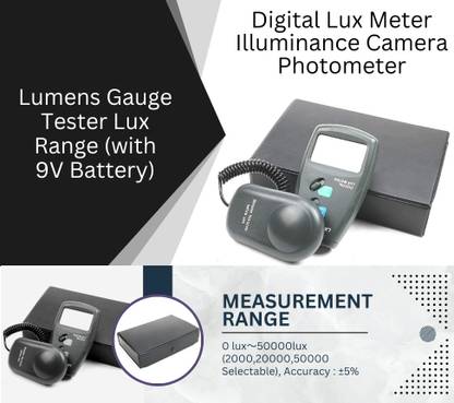 BALRAMA igital Lux Meter LX-1010B Camera Photometer Light Meter Tester New 3 Range 50,000 Lumens Gauge Tester Tool with Large LCD + Battery + Care Box� Light Meter