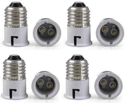 M2 LOOK E27 to B22 Bulb Convertor Lamp Base Socket, Bulb Adapter – White (Pack of 8 Pc) Plastic Light Socket