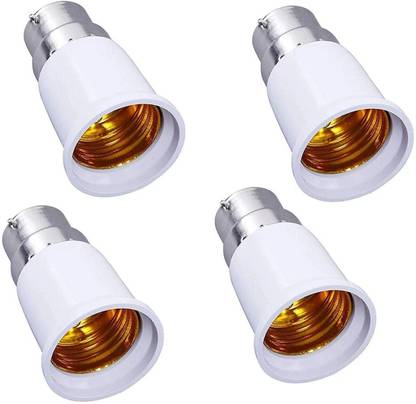REHTRAD B22 to E27 Base Socket Ceramic Lamp Holder Light Bulb Adapter Set of 4 - White Plastic Light Socket