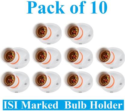 Sauran Pack of 10 Angle Batten Holder for Domestic and Commercial Use(6A, 240V)(ESP72) Plastic Light Socket