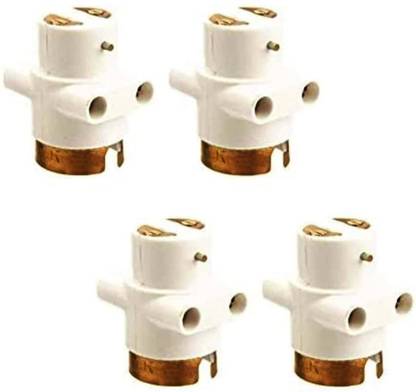 Sauran Pack of 4 2Pin Parallel Adapter with Bulb Holder With Plug Socket (ESP83) Plastic Light Socket