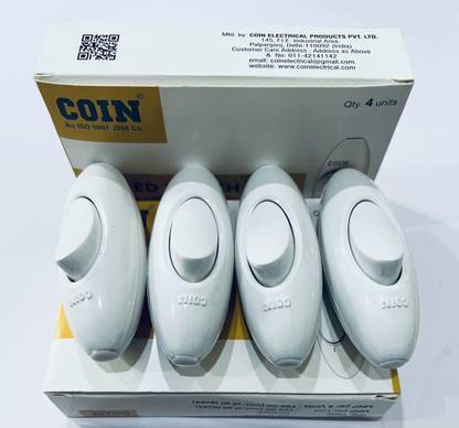 Coin 6 AMP. Dimple Bed Switch PC pack of 4 Plastic Light Socket
