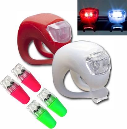 DSTECHBAR Cycle Light Handle Bar 3 Modes with Wheel Light LED Light Silicon Bright Light LED Front Rear Light Combo