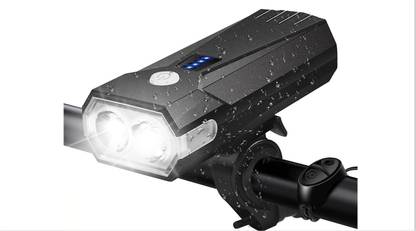 डार्क हॉर्स Bicycle 4000 mAh 2*T6 5 Mode 600 LM 120 DB,Horn/ Switch wire,Battery Indicator LED फ्रंट लाइट