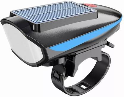 SPOKEFOX Solar & USB Rechargeable (both) (color vary) Bike Horn 140 DB, 3 Mode Light Bell LED Front Light