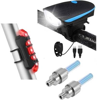 Shopeleven LED Front Light with LED Tail Light and Valve Lights with Motion Sensor LED Front Rear Light Combo