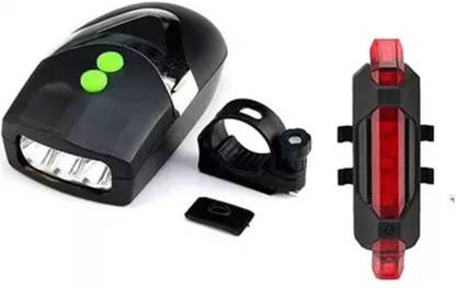 M MOD CON of 3 Cycle & Loud Horn Bell and 5 LED Bicycle Tail Light LED Front Rear Light Combo