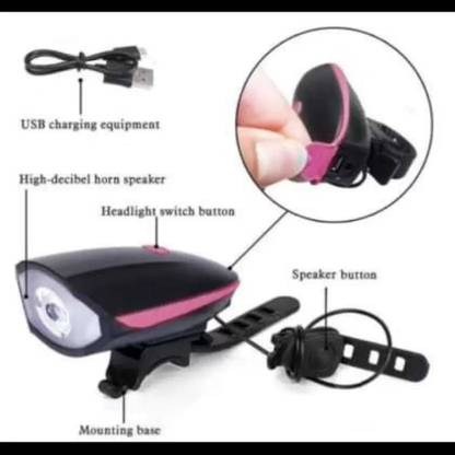 Rebound Cycle Front Light with Horn and Tail Light and LED Tyre Valve Lights LED Front Rear Light Combo