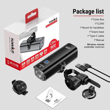 TOWILD CL900 BIKE/BICYCLE FRONT LIGHTS WITH WIRELESS REMOTE CONTROL LED Front Light
