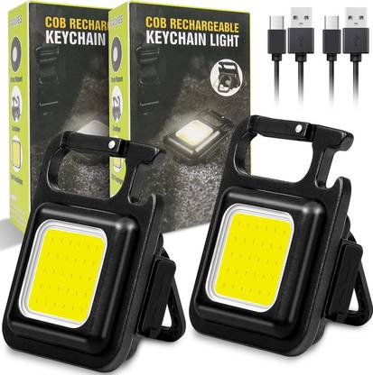 Korangas Small LED Flashlight 500 Lumens COB Rechargeable Keychain Flashlight Pack Of 2 LED Front Light