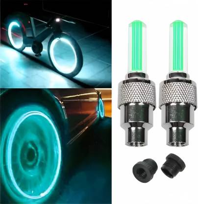 DSS Cycle Green color Wheel Valve Cap Cycle Tyre Light LED Wheel Reflectors